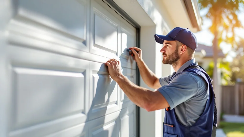 Weston, FL garage door technician repairing residential garage door